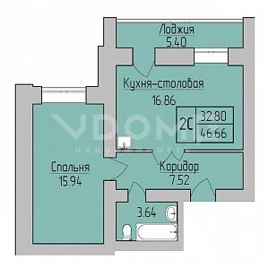 Юности, 3, 2-комнатная квартира