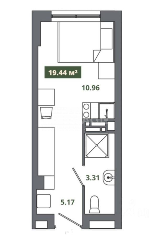 Военная Горка (4-я Линия) переулок, 20, 1-комнатная квартира